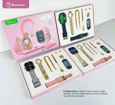 A58 Smart Watch 5 in 1 with Jewelry Set