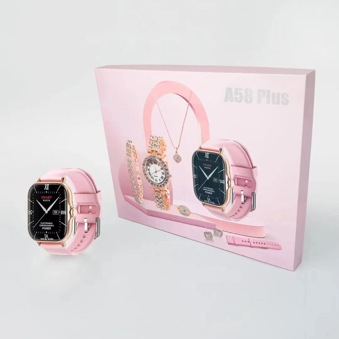 A58 Smart Watch 5 in 1 with Jewelry Set