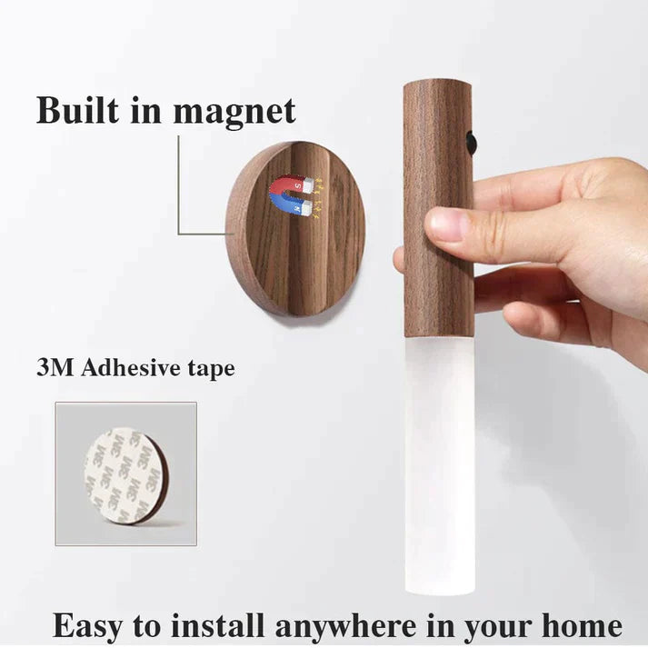 💡Wooden magnetic suction cup wireless smart sensor night light